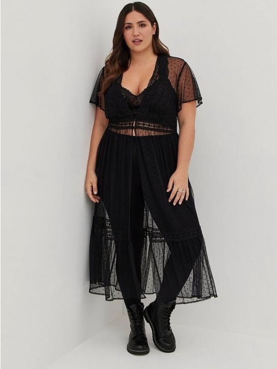 torrid Jackets & Blazers - Torrid NWT Button Waist Mesh Dot Maxi Kimono Size 3 / 3X / 22-24